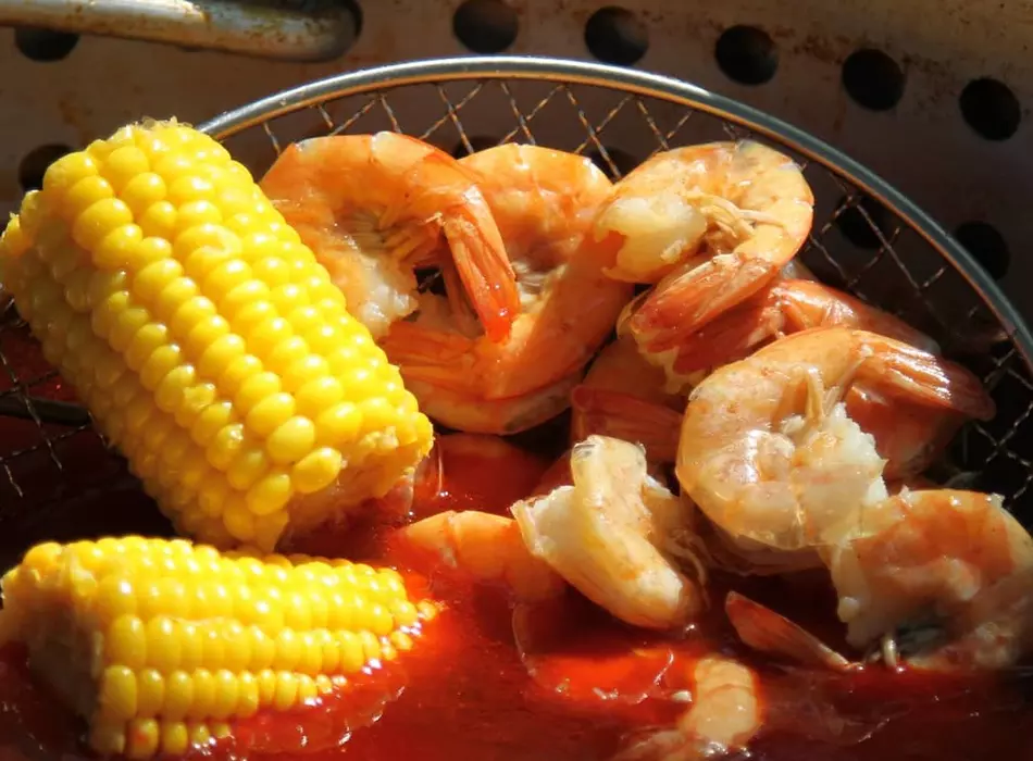 Cajun corn and Boiled Shrimp