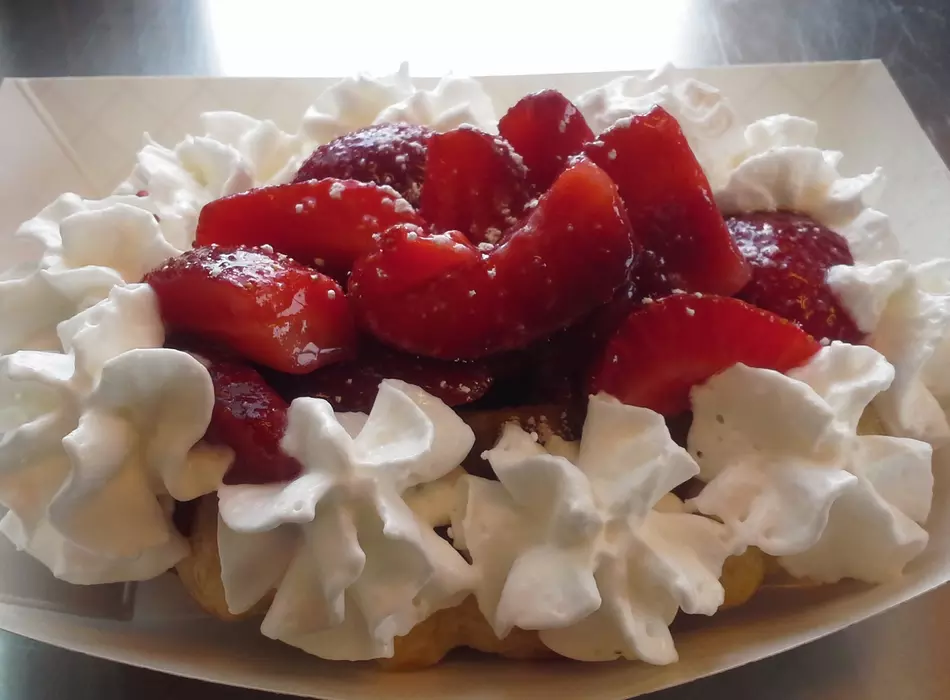 Strawbwaffle: Sweet Waffle, Fresh Strawberries and Whipped Cream