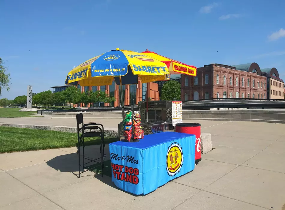 Hot dog stand at White River State Park, Beech Grove license branch and Menards Southport Road