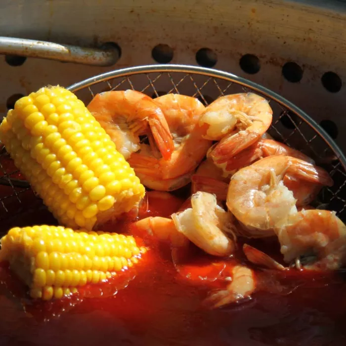 Cajun corn and Boiled Shrimp