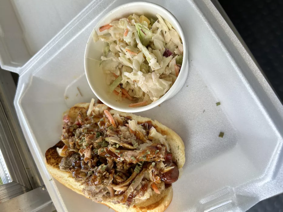 Aloha Dog with Mango Jerk Coleslaw