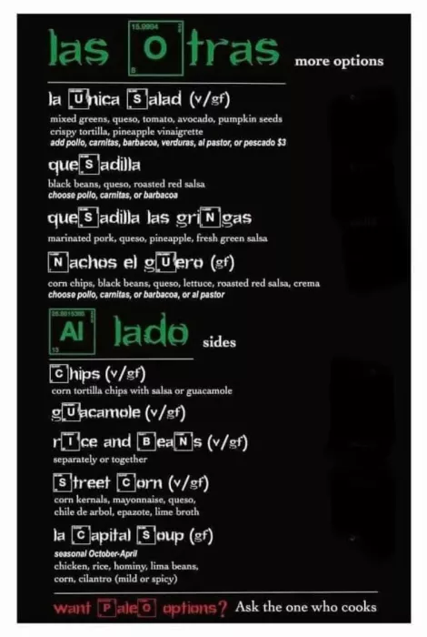 Vagabond Taco Menu