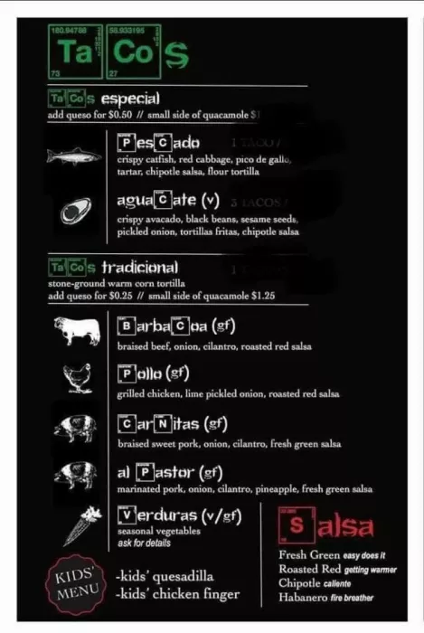 Vagabond Taco Menu