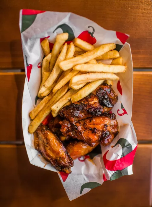 Peach Sriracha Chicken Wings